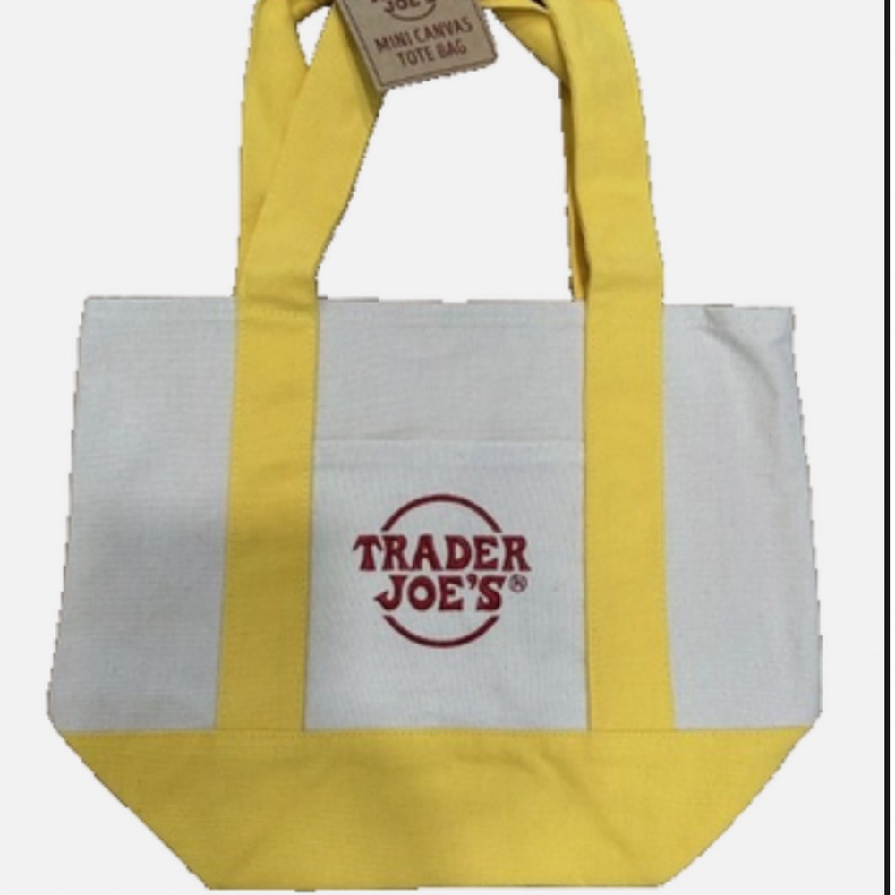 TRADER JOES Mini Canvas Tote Bag Limited Edition! Christmas 2025 Yellow NWT